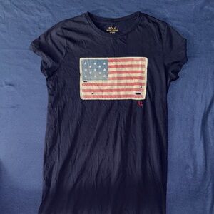 Polo Ralph Lauren Navy T-Shirt Dress with American Flag